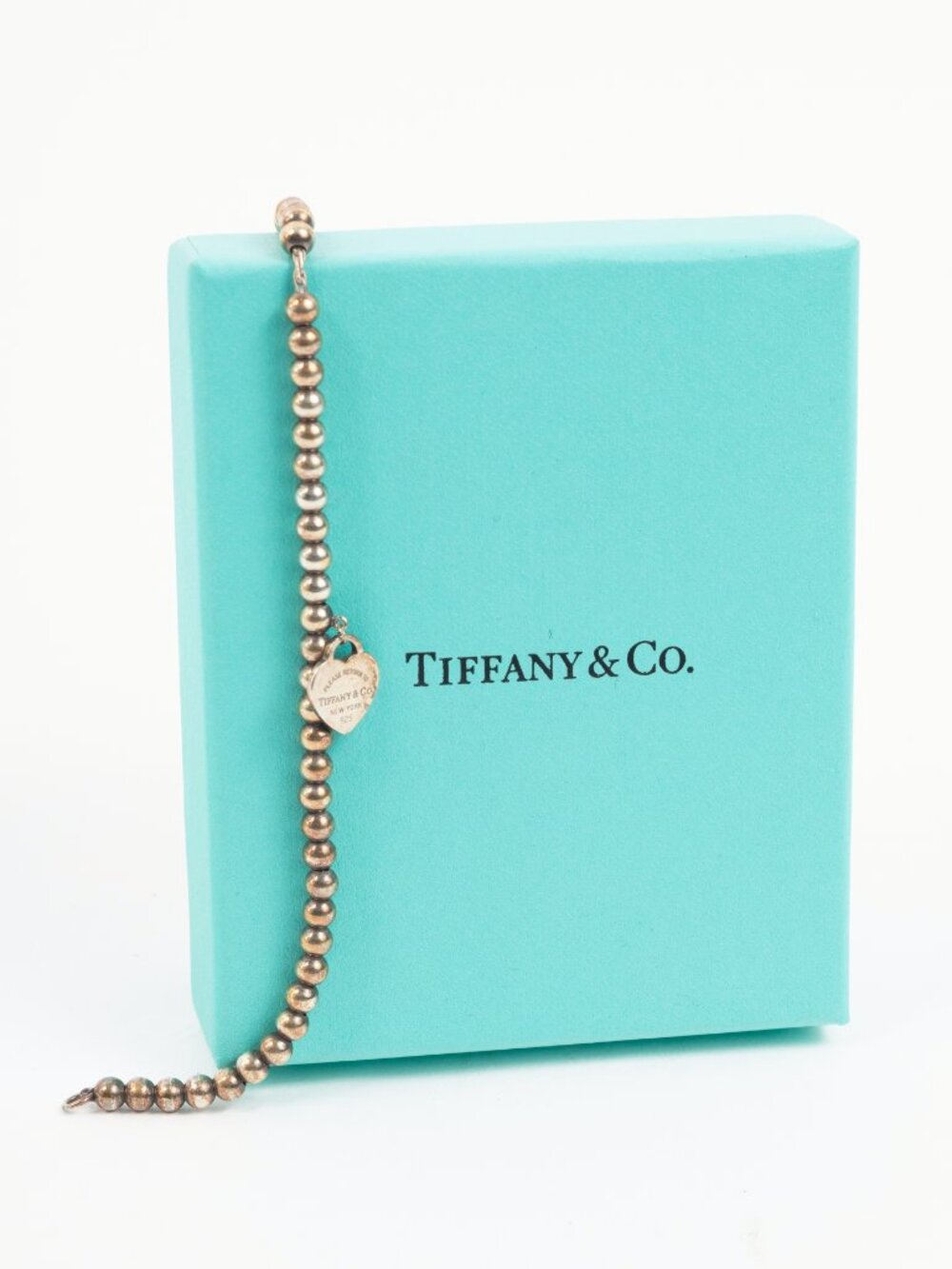 Tiffany & Co. Return to Tiffany Sterling Silver Beige-Heart Tag Beaded Bracelet
